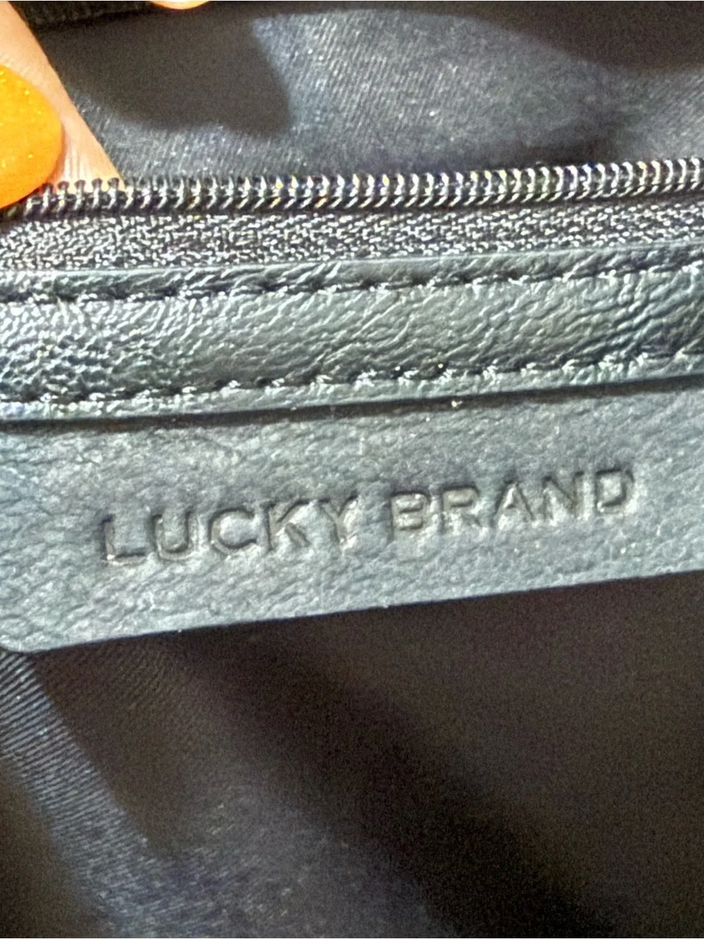 LUCKY BRAND Black Leather Abbey RoadTote Bag with Tassel Accent